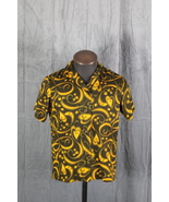 Vintage Hawaiian Shirt - Abstract yellow pattern on green - Men&#39;s Medium - $102.38 CAD