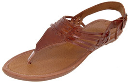 Womens Authentic Mexican Huaraches Real Leather Sandals T-Strap Cognac - $47.83 CAD