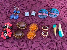 Mixed Lot Vintage Japan Clip On Pierced Earrings &amp; Necklace Set and Earrings x10 - £7.82 GBP