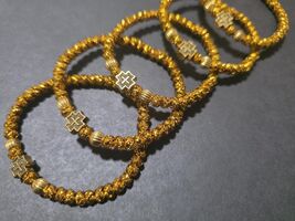 Christian faith bracelet, handmade rosary komboskini, gold yellow color - $9.99