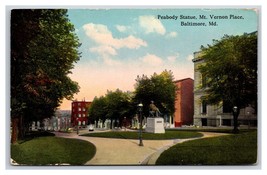 Peabody Statue Mt Vernon Place Baltimore Maryland MD DB Postcard Y3 - £1.51 GBP