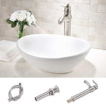 Oval White Porcelain Ceramic Bathroom Vessel Sink Basin Washing Bowl, Hlblfy. - £86.26 GBP