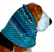 Dog Snood Blue Turquoise Purple Stripe FAUX Sweater Knit Polyester Fleece - £7.09 GBP+