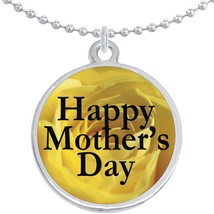Happy Mothers Day Yellow Flower Round Pendant Necklace Beautiful Fashion Jewelry - £8.48 GBP