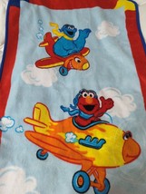 Sesame Street Elmo Cookie Monster plush baby toddler blanket Airplanes red blue - £63.49 GBP