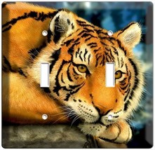 Red Bengal Tiger Big Wild Cat Double Light Switch Wall Plate Cover Room Decor - £9.65 GBP