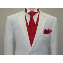 Men Renoir  Tuxedo Two Button Notch Formal with Satin Lapel trims 201-6 White image 7