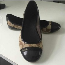 Coach Cecile Khaki Ballet Flats Sig C 12 Cm 1&quot; Women Shoe Us Size 5 Mb Medium  - £43.35 GBP