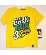 Adidas Boy Earn Your Stripes 3 YellowT-Shirt Size 5 NWT - £8.25 GBP