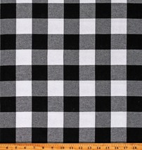 Flannel Buffalo Plaid 1.75&quot; Buffalo Check Black White Fabric By the Yard D276.24 - £7.95 GBP