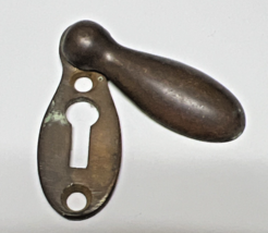 Antique Miniature Brass Keyhole Escutcheon and Swing Open Doorknob Set 1... - $18.32