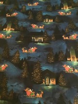 Cranston - Christmas - Santa/Church/Lighted Trees Beautiful Midnight background - £3.52 GBP