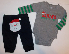 Boys Carter&#39;s size Newborn 3 months Santa&#39;s Helper Christmas Outfit NWT - £8.33 GBP