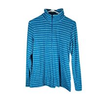 Columbia Women's 1/4 Zip Fleece Pullover Size Medium Blue Stripes - $14.10