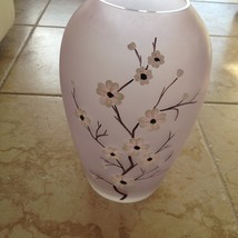 exquisite vase approx 12" lavender with floral design on front  - $84.99