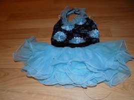 Child Size IC Intermediate Weissman Blue Black Lace Floral Dance Leotard Tutu - £21.90 GBP