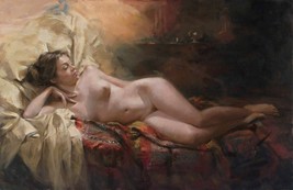 Art oil painting Lie in bed naked woman  wall hand painted on canvas - $70.11