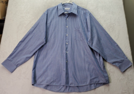 Van Heusen Dress Shirt Men Size 18 Blue Striped Long Sleeve Collared Button Down - £10.96 GBP