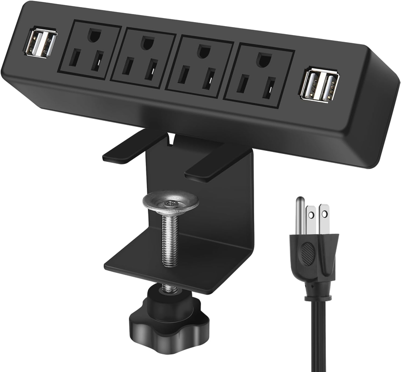 Desk Edge Power Strip with 4 USB Port Removable Clamp Power Outlet Socke... - $40.58