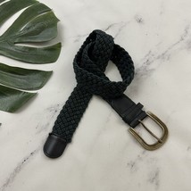 Talbots Womens Vintage Braided Woven Belt Size S Navy Blue Leather Trim - $19.79