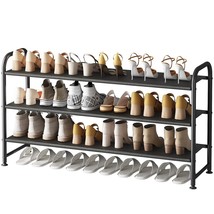 Shoe Rack 3 Tier Long Storage Organizer Metal Shoe Shelf For Closet Entryway Bla - £34.84 GBP