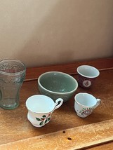 Vintage to Now Lot of Small Green Celadon Bowl Porcelain Cups &amp; Doll Siz... - £8.99 GBP