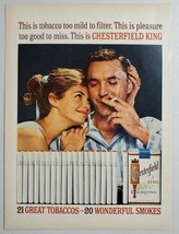 1962 Print Ad Chesterfield King Cigarettes Happy Couple Smoking No Filters - $11.68
