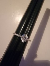 Vintage Silver Ring With Faux Diamond Crystal Rhinestone Size 8 - £40.73 GBP