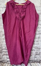 Garnet Hill 100% Linen Pink Oversized Shift Dress Ruffle Tie Women’s XS - $406.24 MXN