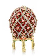 Keren Kopal Red Roses Egg &amp; Ball Trinket box Decorated with Austrian Cry... - $173.32 CAD