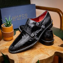 Genuine ostrich leg leather upper Shoes Napoli Black image 9