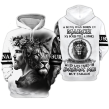 Personalized Jesus Lion March King My Scars Tell A Story Hoodie 3D Printed - £29.26 GBP+