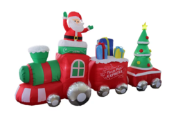 10&#39; LED Inflatable Christmas Train &amp; Santa North Pole Express New - £78.80 GBP