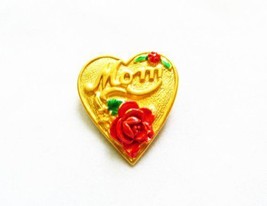 AJC Co. Gold - Plated Mom Red Rose Heart Pin Brooch - £7.80 GBP