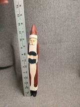 Tall Skinny Pencil Old World Wooden Santa Claus Christmas Decor 12.5&quot; - £11.27 GBP