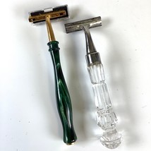 Vtg Pair of Shaving Razors * Waterford Crystal &amp; Green Bakelite Handle *... - $20.00