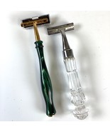 Vtg Pair of Shaving Razors * Waterford Crystal &amp; Green Bakelite Handle *... - $369.76 MXN