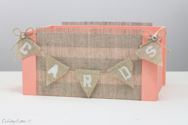 French Peach Wedding Card Box with Banner Vintage Hessian Wedding Decor ... - $18.00