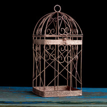 Rose Gold Bird Cage, Rose Gold Wedding Decor, Pink Gold Candle Lantern - £35.39 GBP