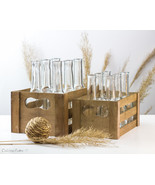 Set of 6 Bottles and Wooden Crate/ Rustic Wedding Drinking Glasses Alter... - £28.44 GBP
