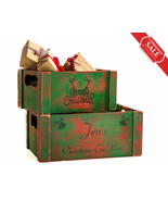 Christmas Eve Box, Christmas Home Decor Christmas Green Red  - £26.03 GBP