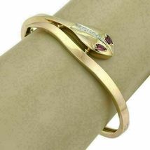 2.50 Ct Marquise Ruby &amp; Diamond Snake Bangle Bracelet 14K Yellow Gold Finish - £130.19 GBP