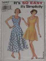 Simplicity Pattern 8343 Misses&#39; Fit &amp; Flare Dress Sizes 6-18 Vintage 1990&#39;s - £7.13 GBP