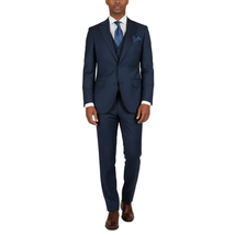 Men Suit BERLUSCONI Turkey 100% Italian Wool Super 180's 3pc Vested #Ber16 Navy image 5
