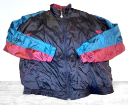 Vintage Advantage By Wilson Full Zip Colorblock Black Nylon Tennis Jacket Size L - £26.56 GBP