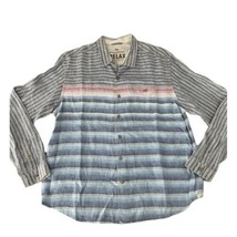 Tommy Bahama Relax Mens Linen Shirt XL Blue Pink Striped Island Modern F... - $29.69
