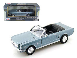 1964 1/2 Ford Mustang Convertible Light Blue 1/24 Diecast Model Car by M... - $42.27