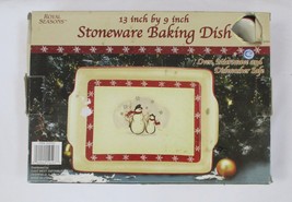 Royal Seasons Stoneware Baking Dish  Snowmen 13&quot; x 9&quot;  IOB - $10.93