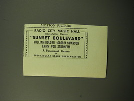 1950 Sunset Boulevard Movie Advertisement - Radio City Music Hall - £14.78 GBP