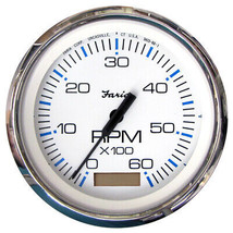 Faria Chesapeake White SS 4&quot; Tachometer w/Hourmeter - 6000 RPM (Gas)(Inboard) - £131.52 GBP
